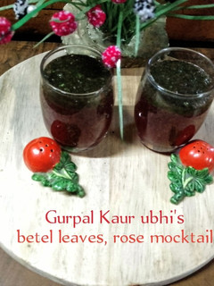 A picture of Betel leaves, rose mocktail.