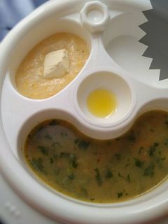 Foto resep MPASI 8m -Nasi Jagung Keju Sop Daging