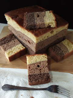 A picture of Steamed then oven baked Chocolate Mocha cake.