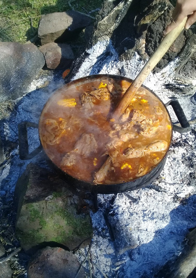 Una foto de Pollo al disco a la leña