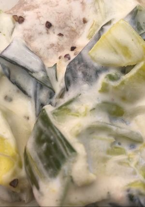 Une photo de Escalope de veau aux poireaux et à la crème