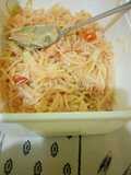 Fried suppergetti,rice and buttered cabbage