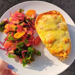 A picture of Keto Shrimp stuffed butternut squash.
