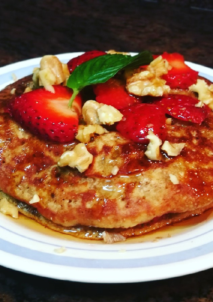 Una foto de Pancakes integrales con plátano