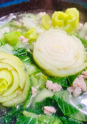 Hình của món Canh Cải Thìa Nấu Thịt Bằm.