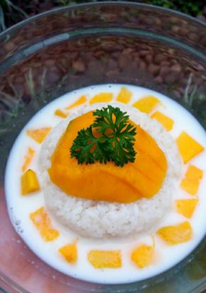 Foto resep khao niao mamuang / mango sticky rice