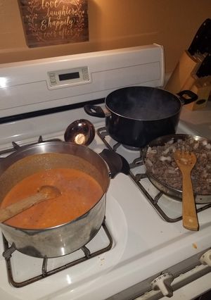 A picture of Spinach Rigatoni with Vodka Sauce.
