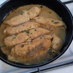 A picture of Chicken breast in coffee sauce.