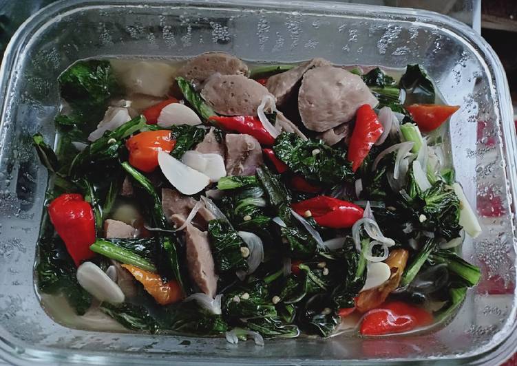 Resep Tumis pokcoy bakso Anti Gagal