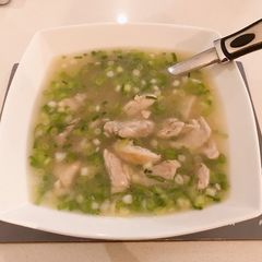 Spring onion chicken soup A picture of Spring onion chicken soup.