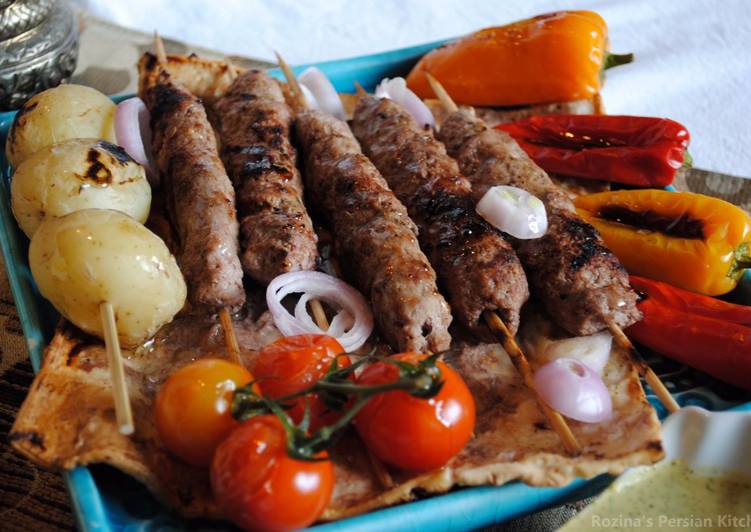 Persian  kebab kubideh with  rice (Chelow kebab)