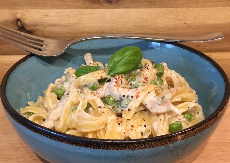 One-Pot-Tagliatelle mit Schnitzelstreifen