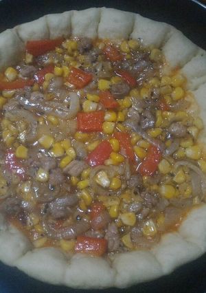 Foto resep Pizza daging jagung lada hitam teplon #simple