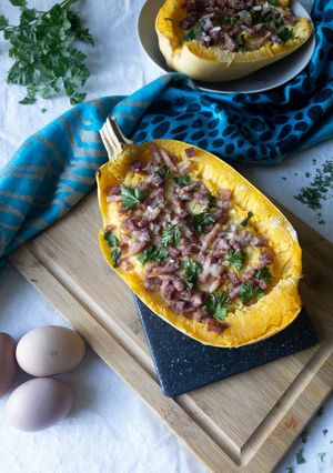 Une photo de Courge spaghetti version carbo