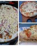 Fugazetta rellena de cebolla caramelizada y mozzarella