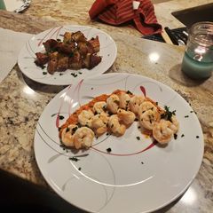 A picture of Shrimp in Romesco Sauce.