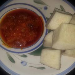 A picture of Fresh pepper sauce with yam.