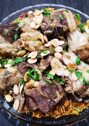 صورة لوصفة لحمة غنم مع رز