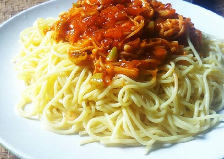 Resep Spaghetti saus enoki, Enak Banget