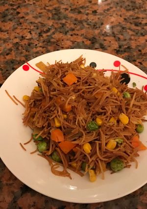 صورة لوصفة شعيرية بالخضار لذيذة 😋