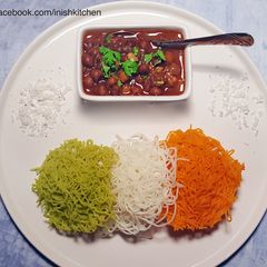 A picture of Tricolour RICE NOODLES or IDIYAPPAM.