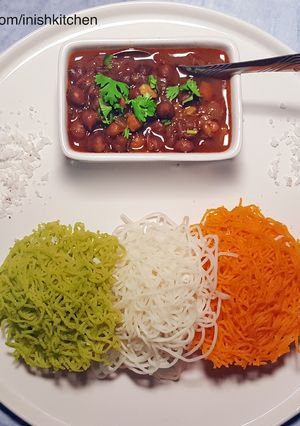 A picture of Tricolour RICE NOODLES or IDIYAPPAM.
