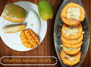 A picture of Stuffed mango kulfi.