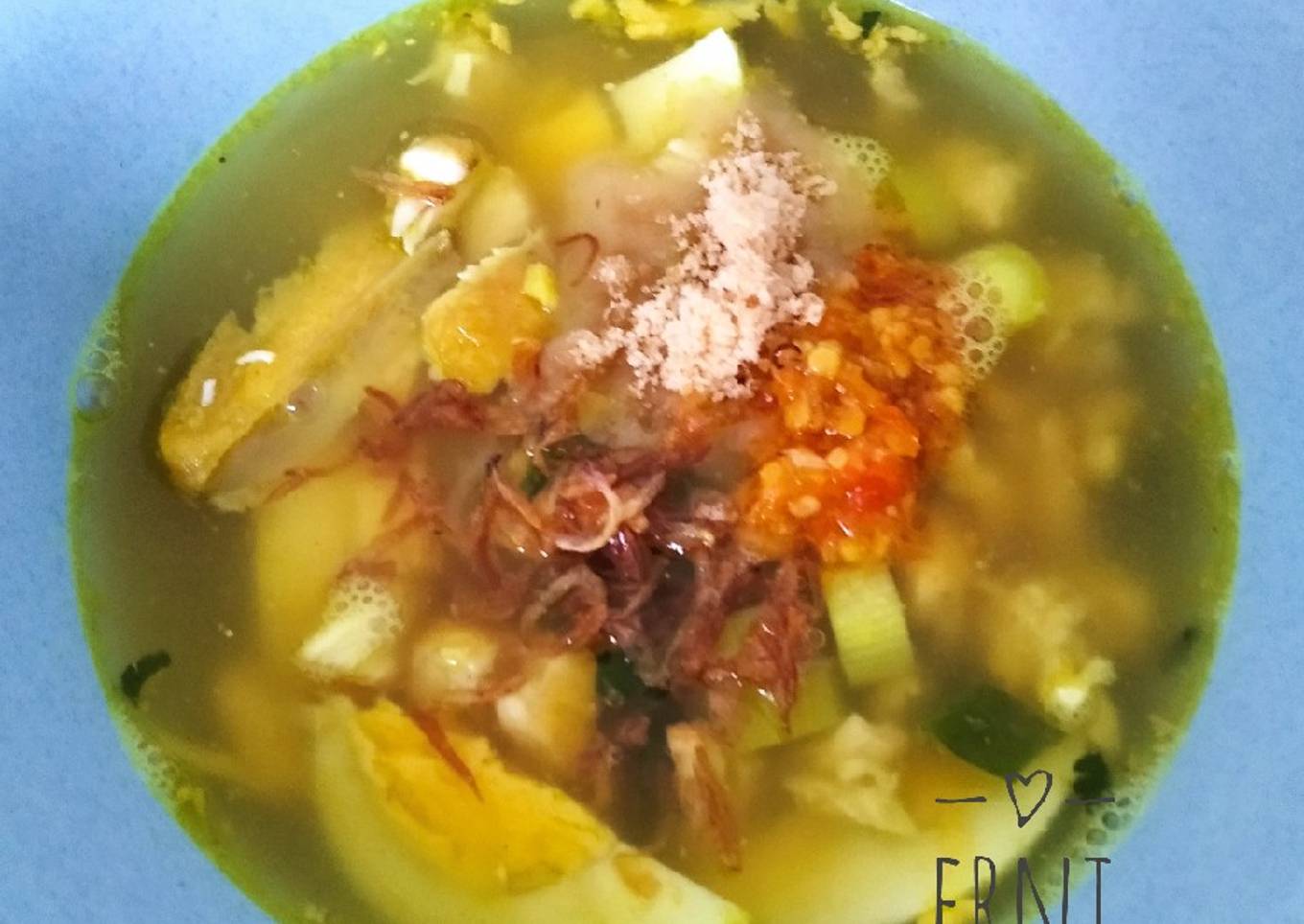 Soto lamongan dengan bubuk koya