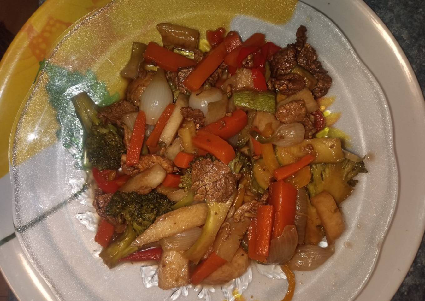 Verduras con carne estilo china