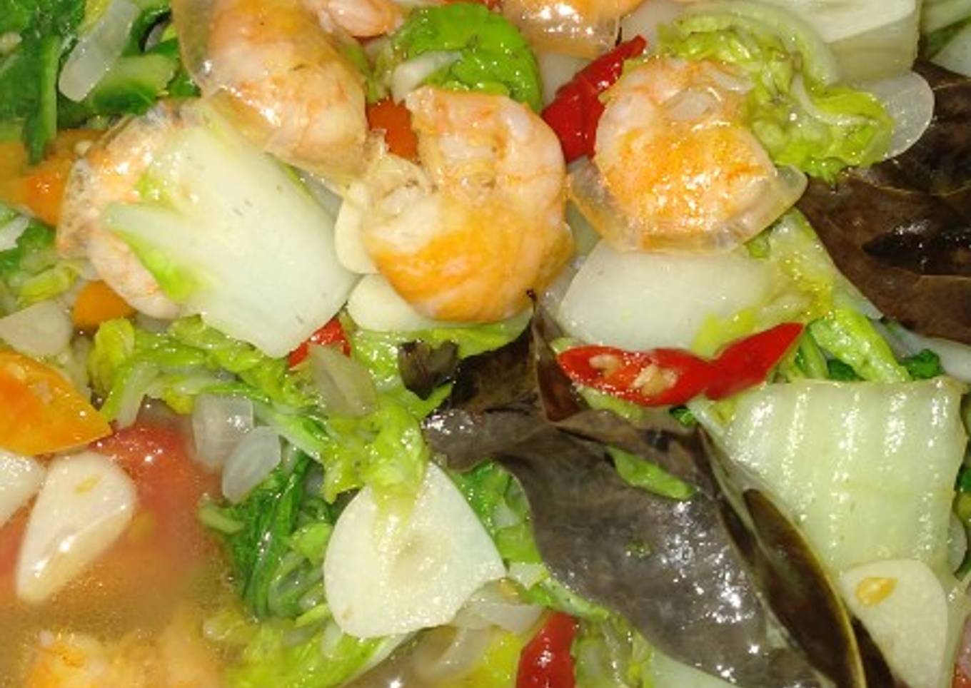 Tumis udang sawi putih