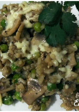 A picture of Bajra Risotto with Mushroom Matter.