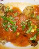 Milanesa en salsa de tomate picante