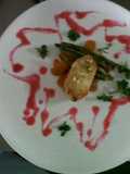 Chicken kiev with cherry sauce