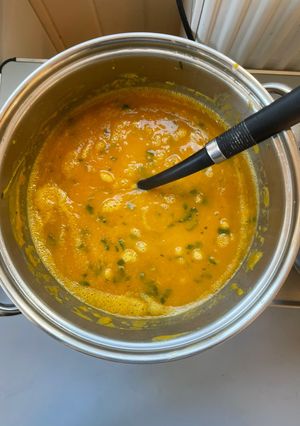 A picture of Orientally-oriented Pumpkin Soup.