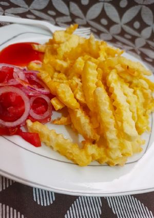 A picture of Zig zag fun crunchy fries.