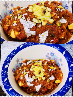 A picture of Halwai style gajar ka halwa.