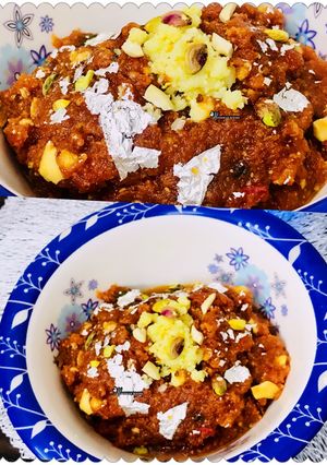 A picture of Halwai style gajar ka halwa.