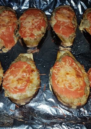 Una foto de Berenjenas rellenas con quinoa