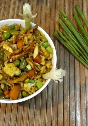 A picture of Veggie Fried Rice.