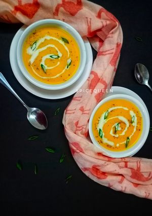 A picture of Pumpkin and Carrot Soup.