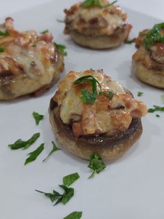 Una foto de Canastillas de champiñones a la carbonara