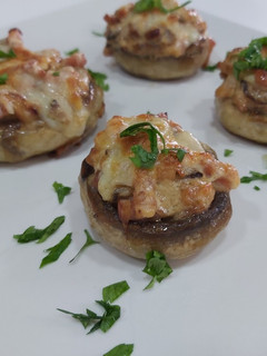 Una foto de Canastillas de champiñones a la carbonara
