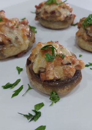 Una foto de Canastillas de champiñones a la carbonara