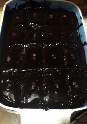 صورة لوصفة كيكه بصوص الشوكولاته الدارك