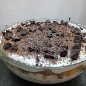 Trifle postre Inglés a mi manera durazno y Chocolate