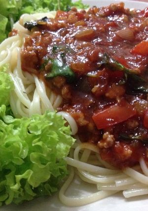 รูปของ สปาเก็ตตี้หมูสับโหระพา