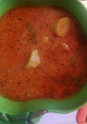 A picture of Rajasthan special besan gatta veg.