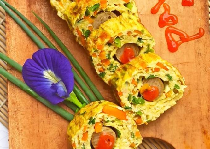 Dadar gulung sayur isi sosis