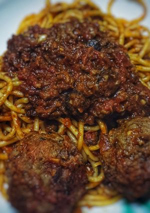 Hình của món Mì Ý meatball.