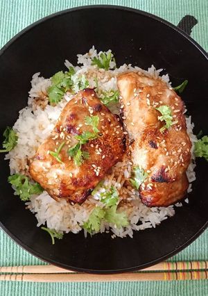 Hình của món Cơm tô cá Basa nướng.
